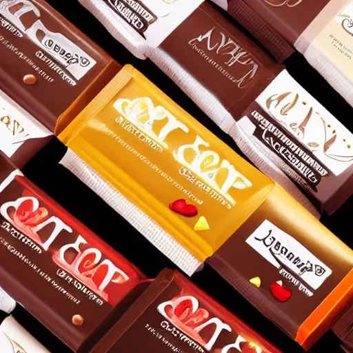 Prompt: chocolate candy bar packaging, 2 0 2 0 s style, very appealing, marketing photo