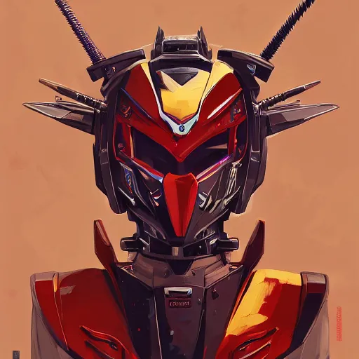 Image similar to a portrait of a stunning beautiful vampire fox gundam pilot, with an intricate, detailed, urban inspired hiphop afro futuristic helmet, vector behance hd jesper ejsing, rhads, makoto shinkai, lois van baarle, ilya kuvshinov, rossdraws, hd, 3 2 k, ilya kuvshinov, gustav klimt