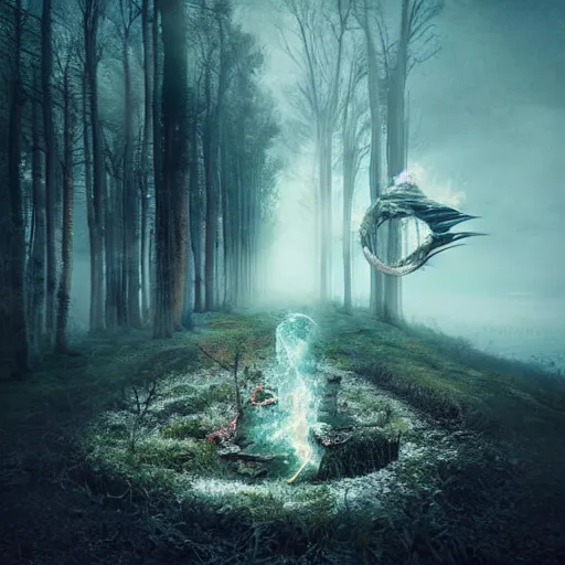 Image similar to Editorial Masterpiece extremely realistic Illusion Arcane elemental High Orders Nephilim Virtues figure infused with coalesced fantasy crystalline Magical fire by Erik Johansson, perfect crisp light