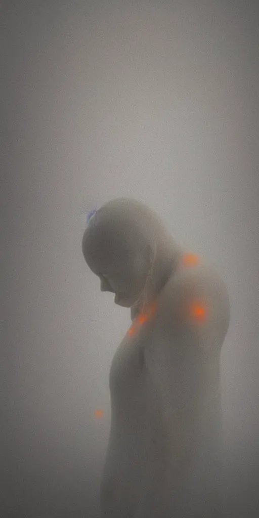 Prompt: a blurry closeup picture of grasping neck, dripping wet, no face, macro photography, long exposure photograph, surrealism, anamorphic bokeh, cozy, soft light, cyan and orange, caustic, atmospheric fog, octane render, cinematic