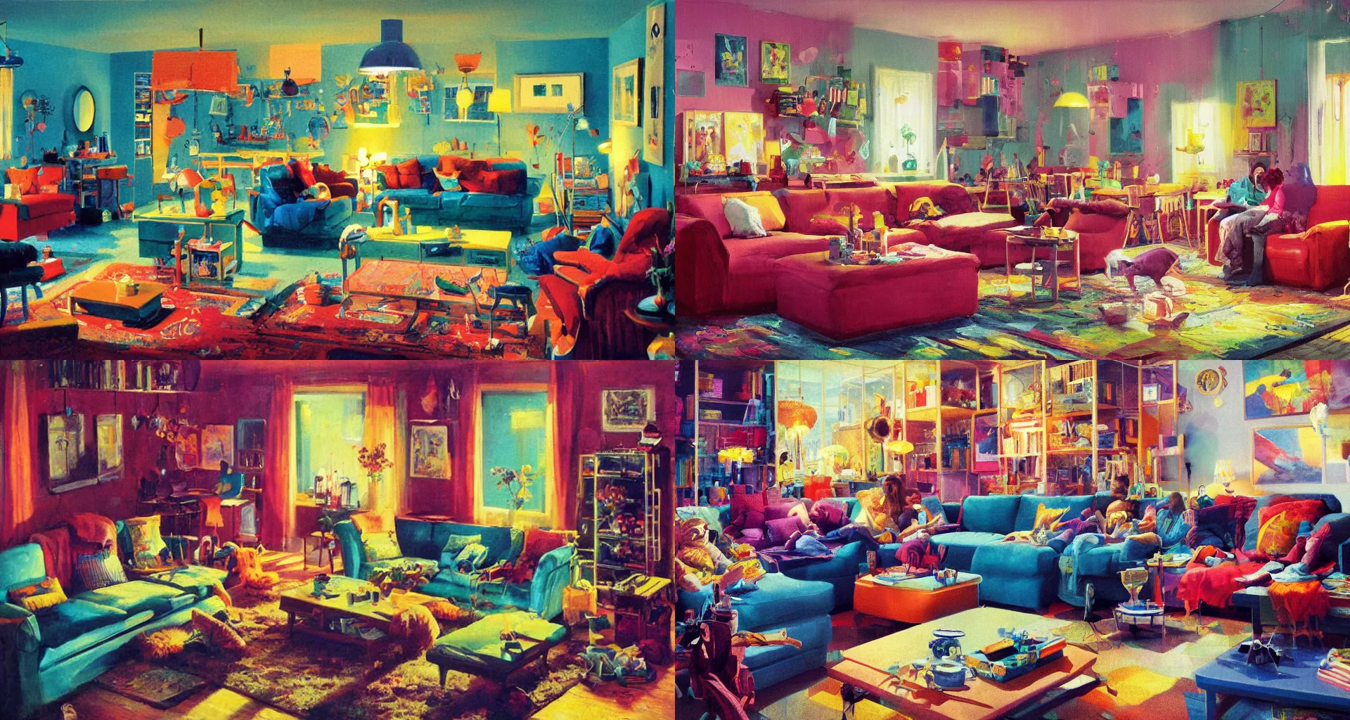 Prompt: IKEA catalogue photo of a living room, by Paul Lehr