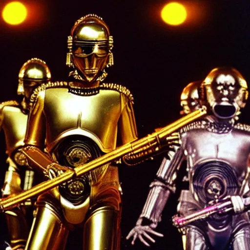 Image similar to C-3PO performing at woodstock