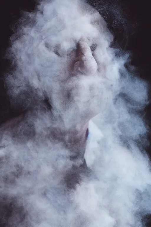 Image similar to a portrait of a person made of smoke. impressionism. matte painting. octane render