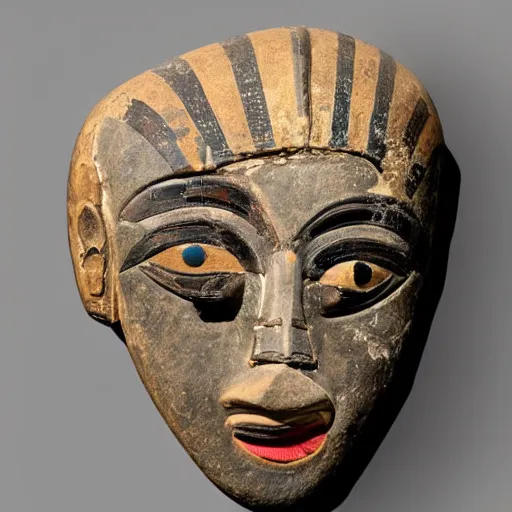 Image similar to Ancient Egyptian burial mask in the shape of troll face
