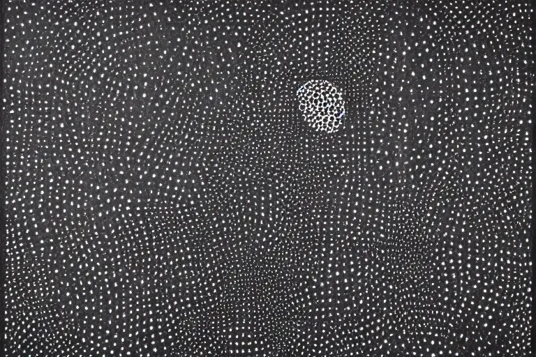 Image similar to face made out of planet, faceless people dark, dots, drip, stipple, pointillism, technical, abstract, minimal, style of francis bacon, asymmetry, pulled apart, cloak, hooded figure, made of dots, abstract, balaclava