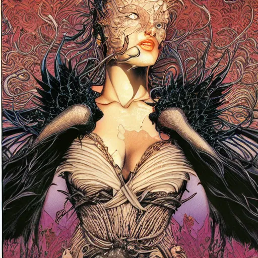 Prompt: closeup of black swan melting, by yoichi hatakenaka, masamune shirow, josan gonzales and dan mumford, ayami kojima, takato yamamoto, barclay shaw, karol bak