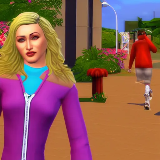 Prompt: madonna. snapshot from the sims