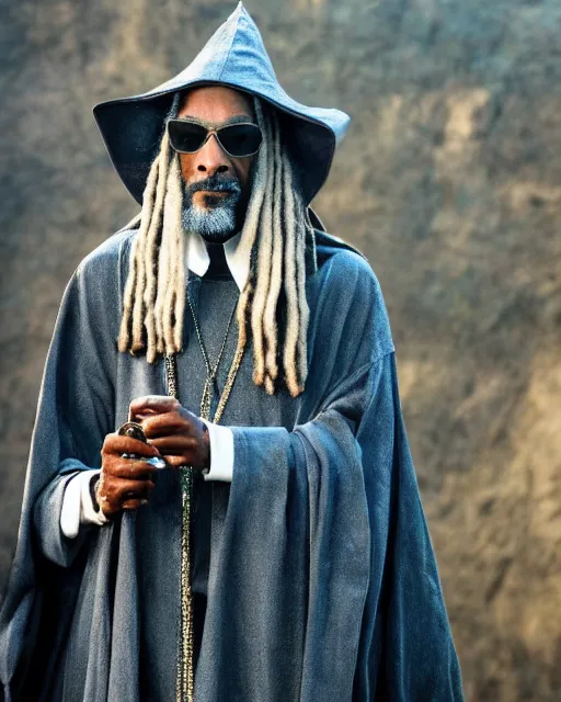 Image similar to Snoop Dogg in the role of Gandalf the Grey, film still, amazing short, 8K, IMAX, ultra detailed