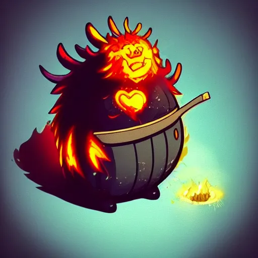Prompt: “cute chibi Calcifer, from Howl’s Moving Castle, hyper detailed, trending on ArtStation, 8k”