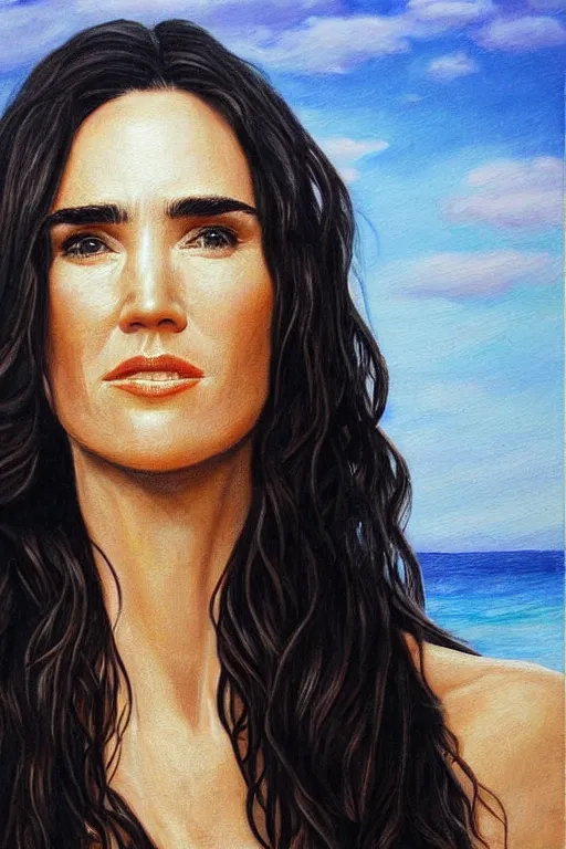 Prompt: texto highly detailed jennifer connelly painting by jake kontou