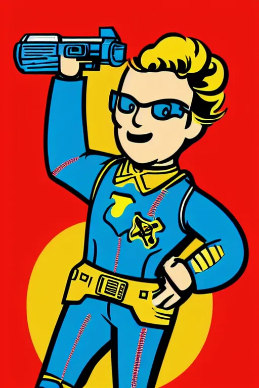 Image similar to fallout 7 6 retro futurist illustration art by butcher billy, sticker, colorful, illustration, highly detailed, simple, smooth and clean vector curves, no jagged lines, vector art, smooth andy warhol style