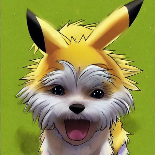 Image similar to A hybrid of pikachu and a blond terrier!!!!! anime art, pokemon, digital art, detailed, award winning