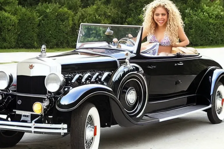 Prompt: shakira as a 1 9 3 0 cadillac