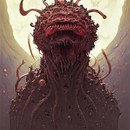 Image similar to Abyssal Pizza Monster, fullbody, intricate, horror, highly detailed, hellscape, demonic, artstation, cosmic crystals, celestial, cosmic, black hole, concept art, smooth, sharp focus, illustration, art by greg rutkowski and orientalism and bouguereau and Zdzislaw Beksinski, good clear quality, lighting, biology, symmetrical artwork, perfect face, 135 mm, cinematic, hyper realism, high detail, octane render, 8k, chrome accents