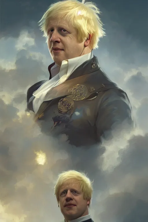 Image similar to Boris Johnson as Captain Great Britain, portrait, highly detailed, digital painting, artstation, concept art, smooth, sharp focus, soft volumetric lights, illustration, cinematic lighting, art by artgerm and greg rutkowski and alphonse mucha