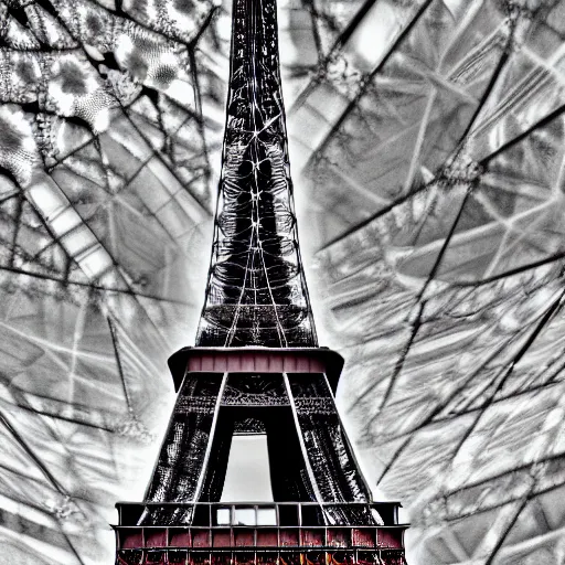 Prompt: fractal eiffel tower. highly detailed, award winning photography.