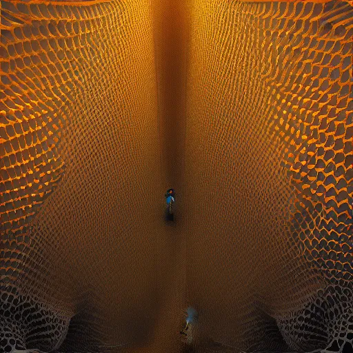 Prompt: photorealistic eldritch honeycomb skyscraper in the style of gustave dore and michael whelan. hyperdetailed photorealism, 1 0 8 megapixels, amazing depth, high resolution, 3 d shading, 3 d finalrender, 3 d cinematic lighting, glowing rich colors, psychedelic overtones, artstation concept art.