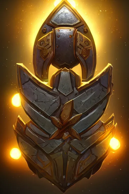 Image similar to shield fantasy epic legends game icon stylized digital illustration radiating a glowing aura global illumination ray tracing hdr fanart arstation by ian pesty and katarzyna da „ bek - chmiel