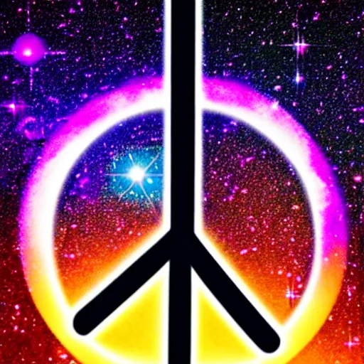 Image similar to peace sign among galaxies