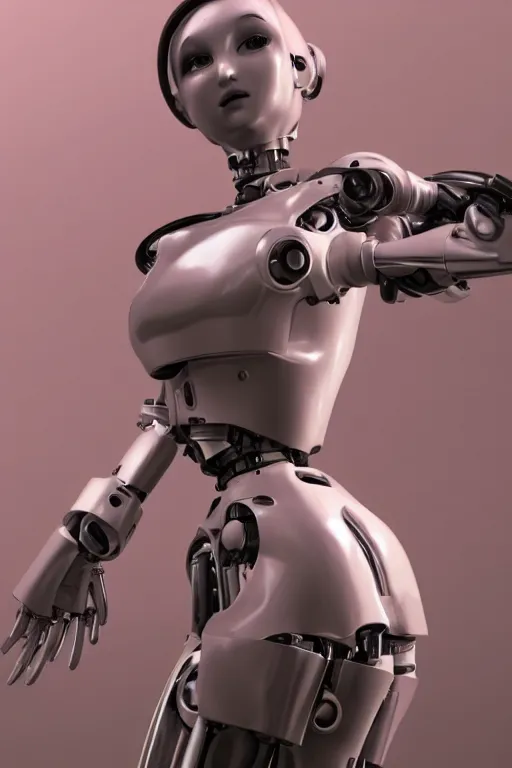 Image similar to dreamy female mechanical android posing like an instagram thot