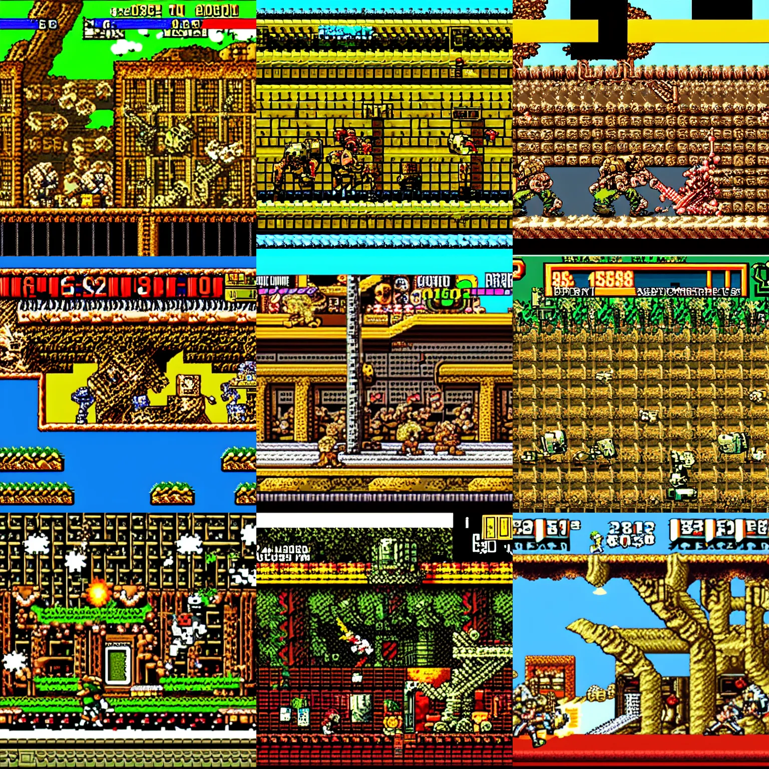 Prompt: Metal Slug arcade game screenshot, 32-bit pixel art