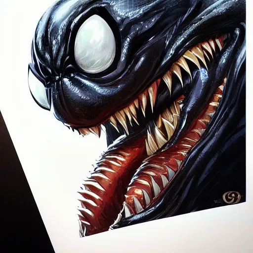 Prompt: venom the symbiote wearing gucci clothes | venom movie | cinematic lighting | award - winning | closeup portrait | by donato giancola and mandy jurgens and charlie bowater | featured on artstation | pencil sketch | sci - fi alien