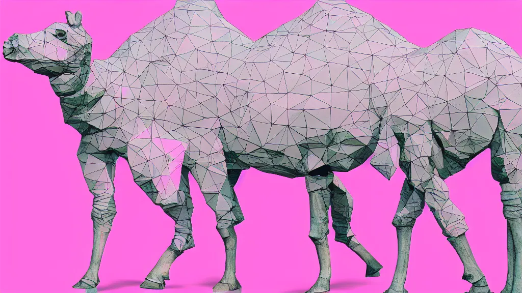 Image similar to vaporwave external complex polygon dromedary