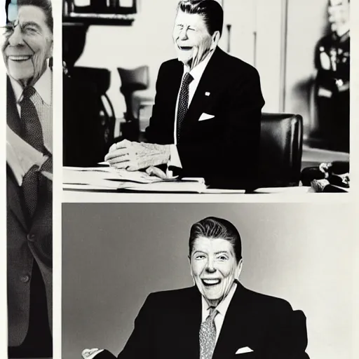 Image similar to [ ronald reagan sitting in chair next to tiger ]