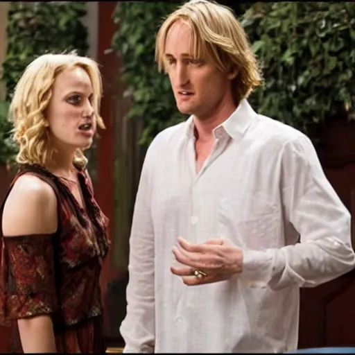 Image similar to still from a romantic comedy starring Owen Wilson and Cthulhu, eldritch god of insanity