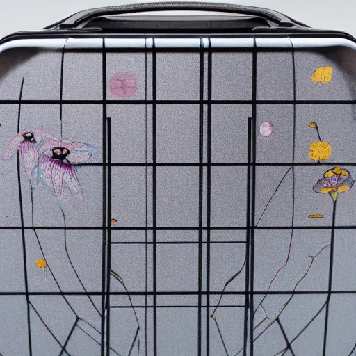 Prompt: hovering blooming futuristic lake grid marlin suitcase pod zinc, by egon schiele and katsushika hokusai and paul klee, 8 k, pixel perfect, # macro