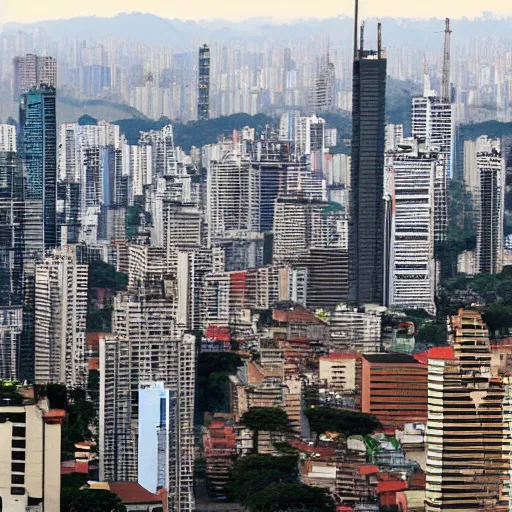 Image similar to sao paulo city with the biggest tower in the americas, very detailed, ultra realistic, photorealistic, dynamic light