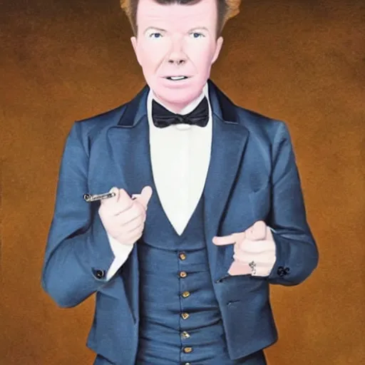 Prompt: rick astley in a suit, 1 8 th century style