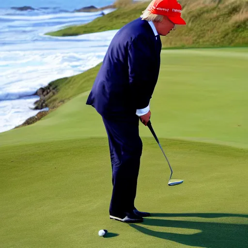 Prompt: donald trump golfing in the atlantic ocean