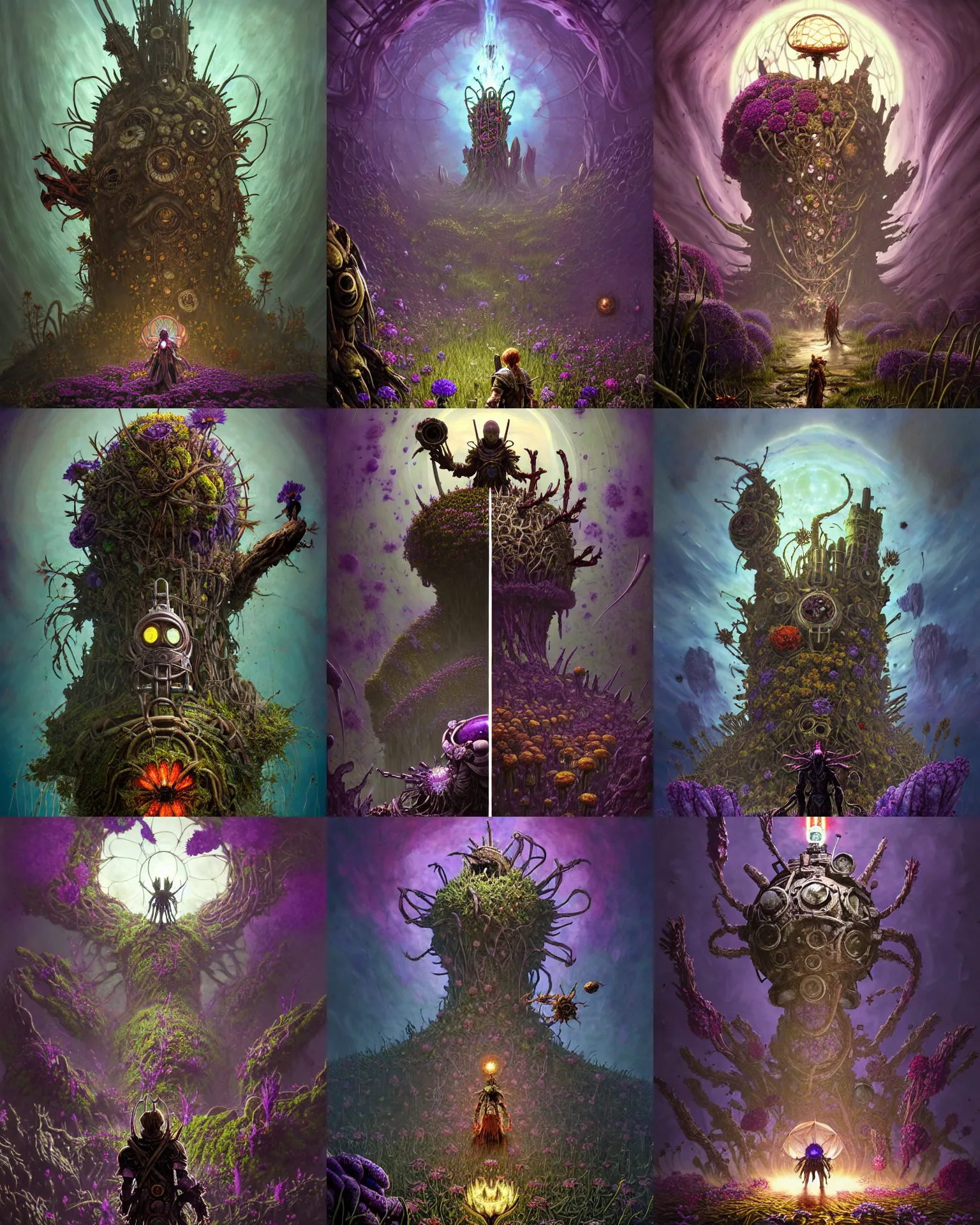Prompt: the platonic ideal of flowers, rotting, insects and praying of cletus kasady carnage thanos davinci nazgul wild hunt chtulu mandelbulb howl's moving castle botw bioshock, d & d, fantasy, ego death, decay, dmt, psilocybin, concept art by randy vargas and greg rutkowski and ruan jia