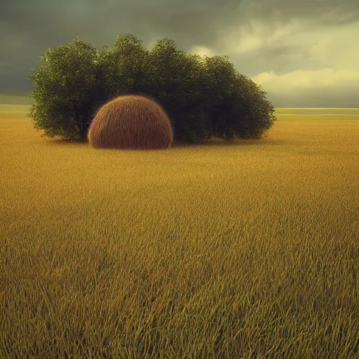 Prompt: haystack on a field, traditional hungarian landscape, dramatic lighting, beautiful, volumetric lighting, colorful, octane render