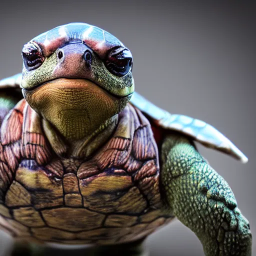 Prompt: turtle man, detailed, 8 k, hd, sharp focus, octane redner