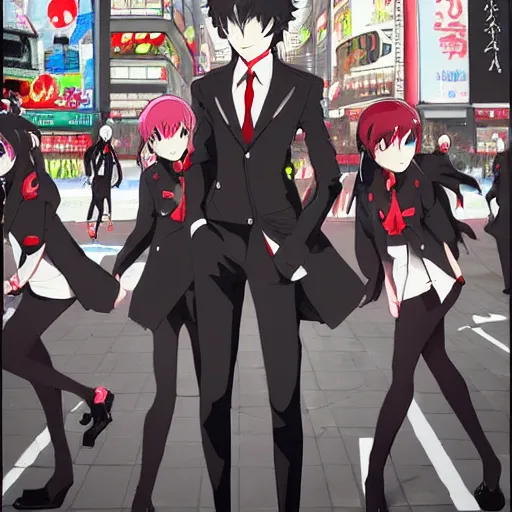 Image similar to Ren Amimiya from persona 5 in the Shibuya Crossing, relaxed, anime portrait, highly detailed, trending on art station