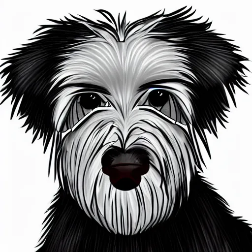 Image similar to robotic bearded collie that's a robot. digital art. fetch. arf.