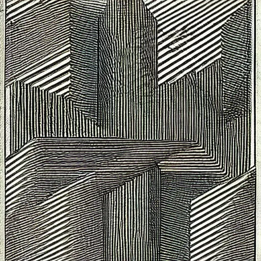Prompt: op art, abstract, geometric, lines, engraving by albrecht durer