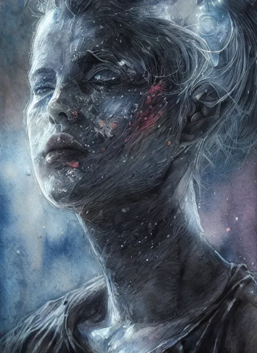 Image similar to portrait, Lost souls dipped in stardust and wrapped in scar tissue, watercolor, dramatic lighting, cinematic, establishing shot, extremely high detail, foto realistic, cinematic lighting, pen and ink, intricate line drawings, by Yoshitaka Amano, Ruan Jia, Kentaro Miura, Artgerm, post processed, concept art, artstation, matte painting, style by eddie mendoza, raphael lacoste, alex ross