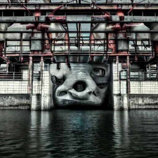 Prompt: I took a photo of a monster under the docks