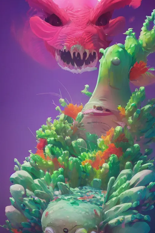 Image similar to 3 d render creature animal sushi cristal very big eye roots cactus elemental flush of force nature micro world fluo fishscale, comics gta 5 cover, official fanart behance hd artstation by jesper ejsing, by rhads, makoto shinkai and lois van baarle, ilya kuvshinov, ossdraws