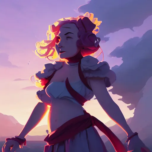 Image similar to peony leagallow, female halfling, rouge, dungeons and dragons, sunset, behance hd by jesper ejsing, by rhads, makoto shinkai and lois van baarle, ilya kuvshinov, rossdraws radiating a glowing aura global illumination ray tracing hdr