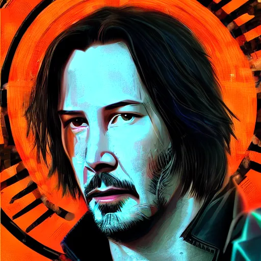 Prompt: Keanu reeves in The future cyberpunk art style