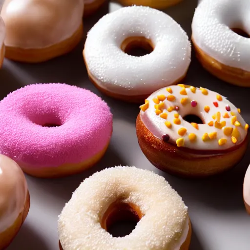 Prompt: The cutest most realistic looking donuts in the world close up shot, studio lighting