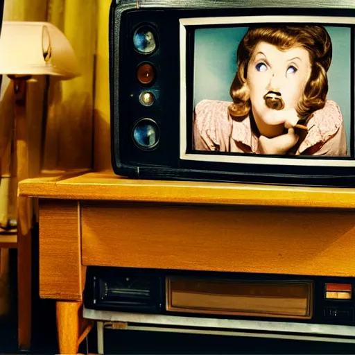 Prompt: tv from 1973 playing an old movie in grandmas living room, steps 50, high resolution, photorealistic