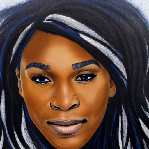 Prompt: serena williams, head and shoulders portrait, extremely detailed masterpiece, one single continues line.