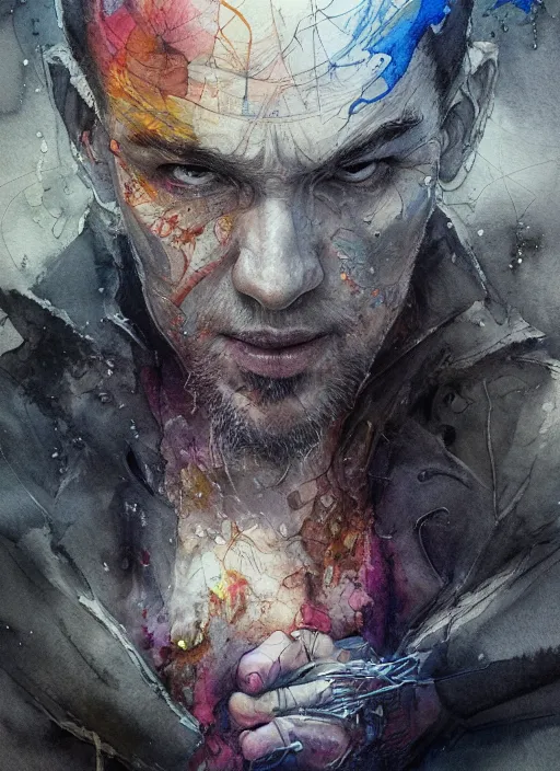 Image similar to portrait, The last spark of color lays in the heart of a poet walking through a grey world, watercolor, dramatic lighting, cinematic, establishing shot, extremely high detail, foto realistic, cinematic lighting, pen and ink, intricate line drawings, by Yoshitaka Amano, Ruan Jia, Kentaro Miura, Artgerm, post processed, concept art, artstation, matte painting, style by eddie mendoza, raphael lacoste, alex ross