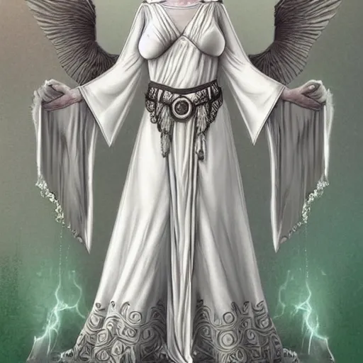 Prompt: goddess, pale, holy, gorgeous, white dress, high fantasy, concwor art, Disco Elysium