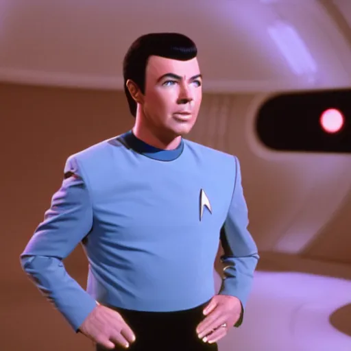 Image similar to Color film still of Seth MacFarlane on tv show star trek the next generation 1987, photorealistic,8k, XF IQ4, 150MP, 50mm, F1.4, ISO 200, 1/160s, natural light